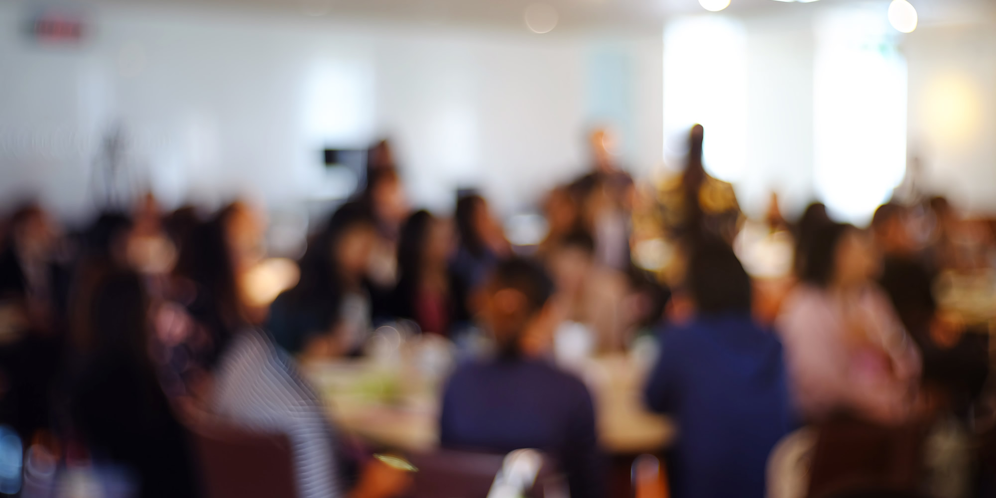 Large Group Hero Image (blurred image of people in a presentation)