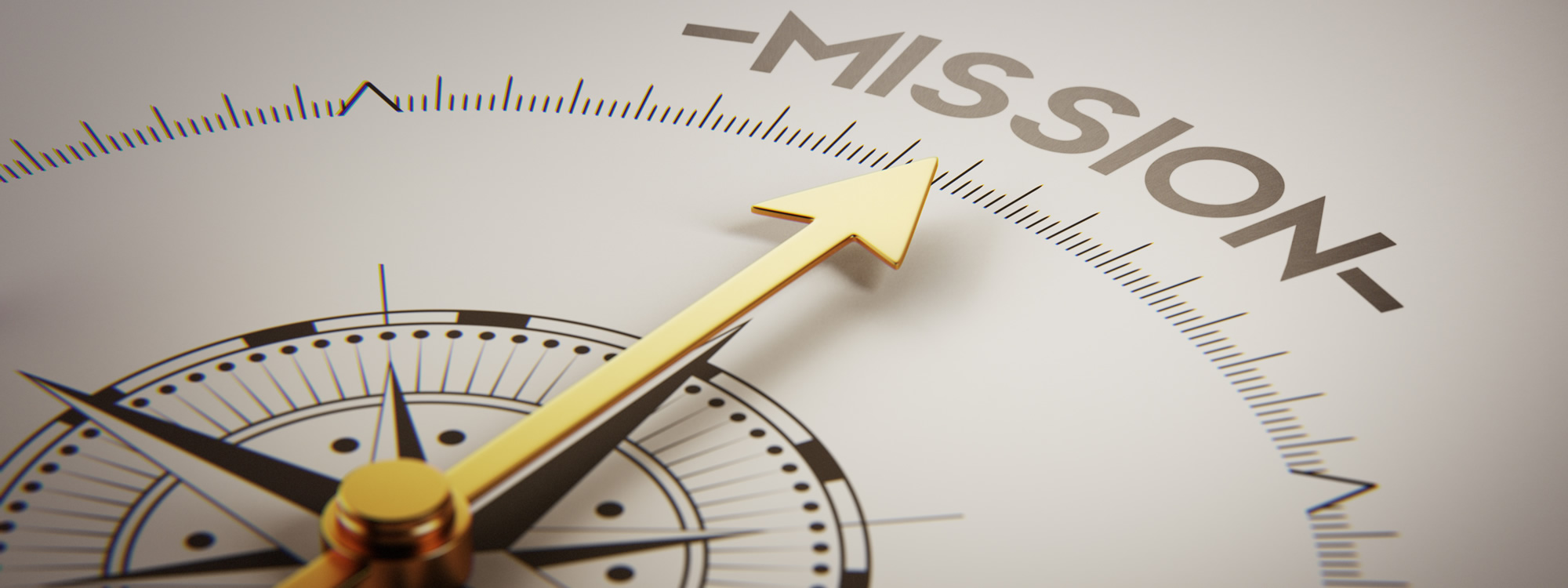 Hero image of compass pointing to "Mission"